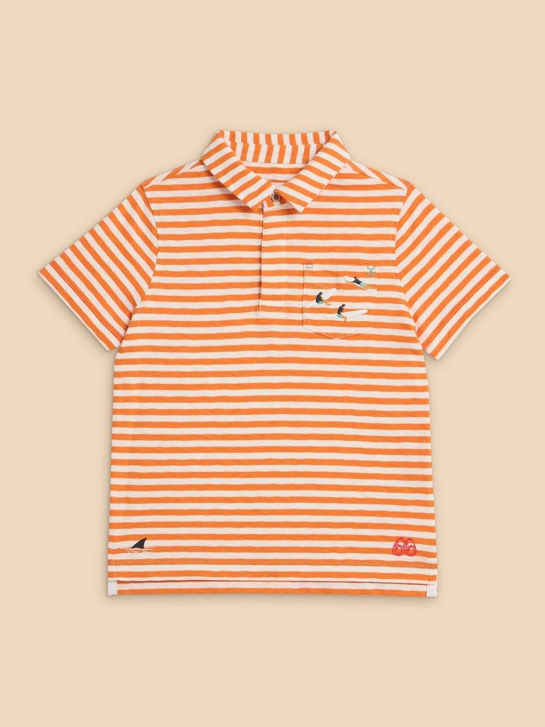 Surfers Stripe SS Polo in MID ORANGE - FLAT FRONT