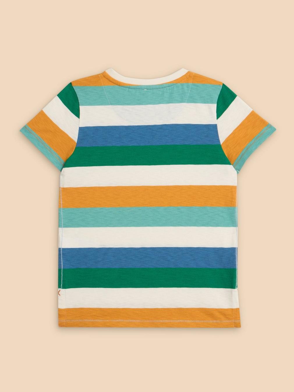 Casey Block Stripe SS Tee in BLUE MLT - FLAT BACK