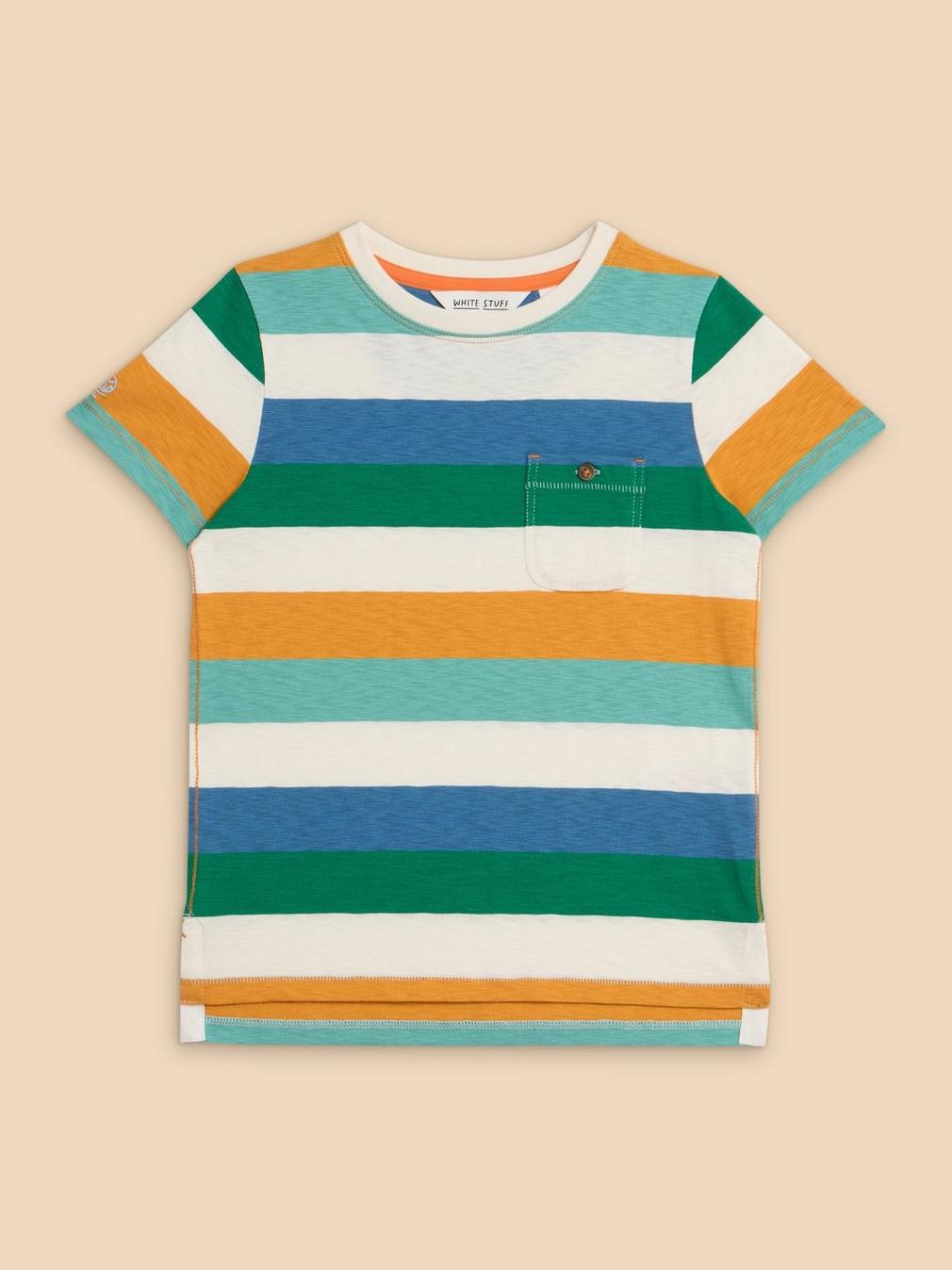 Casey Block Stripe SS Tee in BLUE MLT - FLAT FRONT