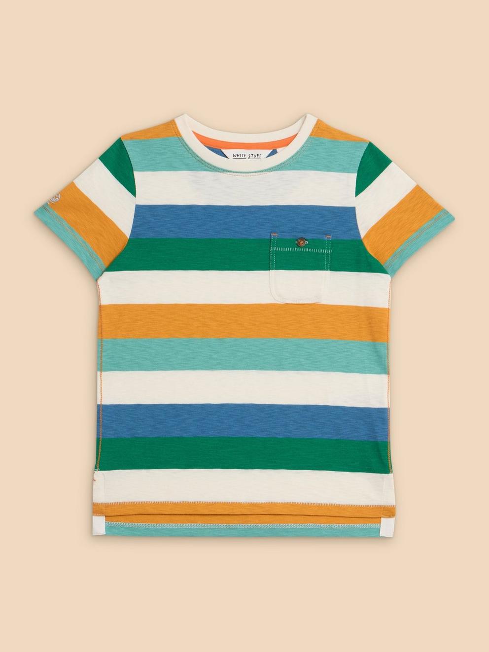 Casey Block Stripe SS Tee in BLUE MLT - FLAT FRONT
