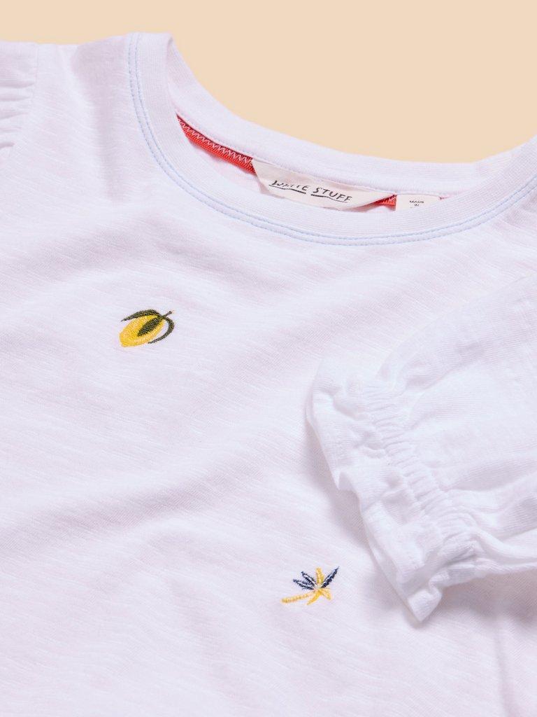 Embroidered Lemon Tee in BRIL WHITE - FLAT DETAIL