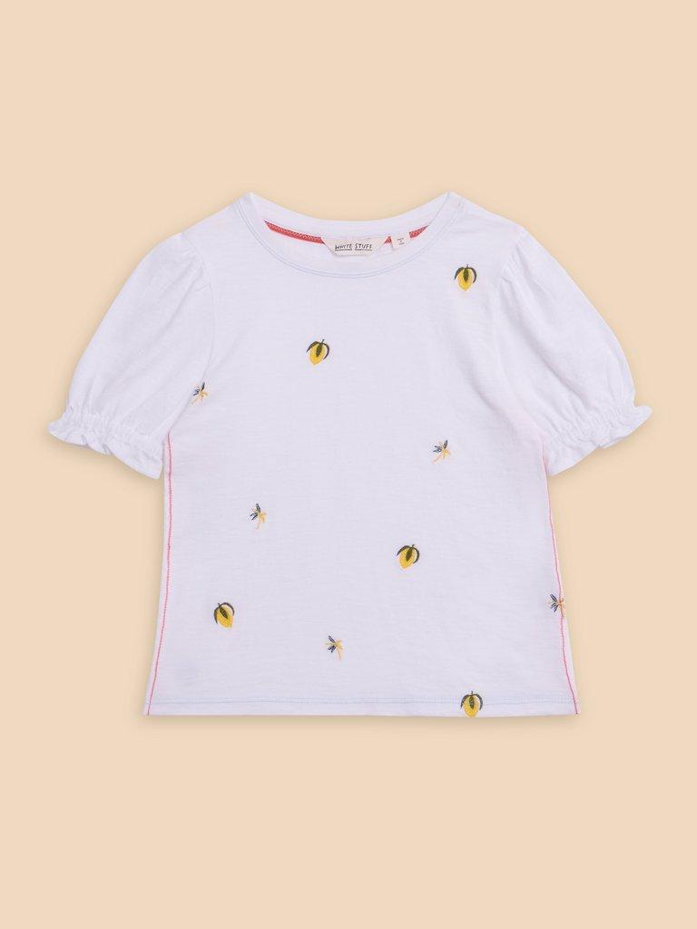 Embroidered Lemon Tee in BRIL WHITE - FLAT FRONT