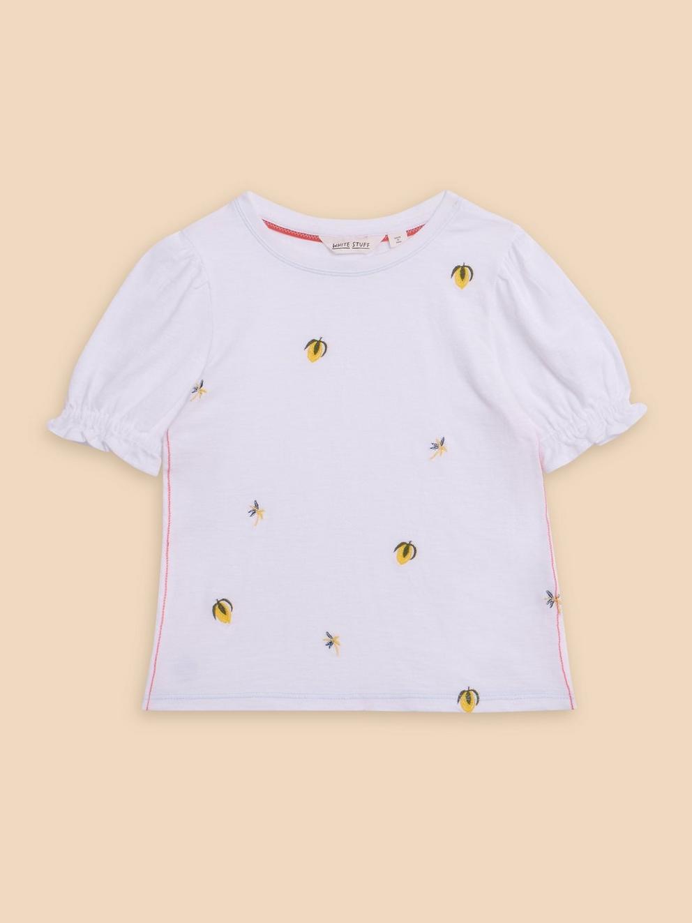 Embroidered Lemon Tee in BRIL WHITE - FLAT FRONT