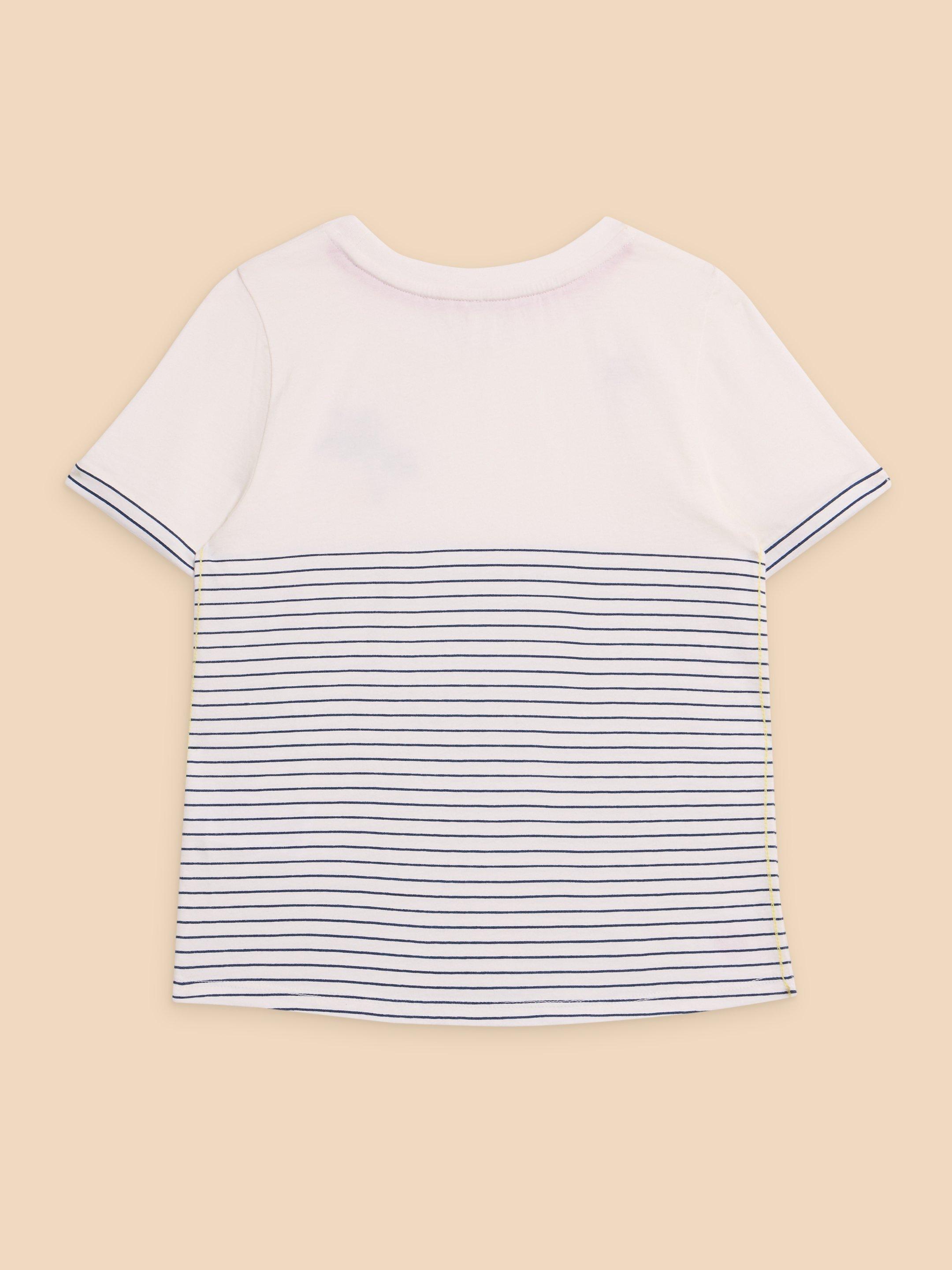 Embroidered Stripe Tee in IVORY MLT - FLAT BACK