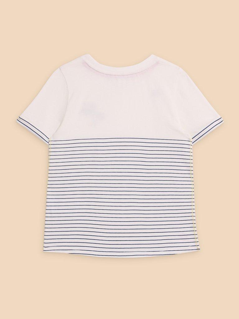 Embroidered Stripe Tee in IVORY MLT - FLAT BACK