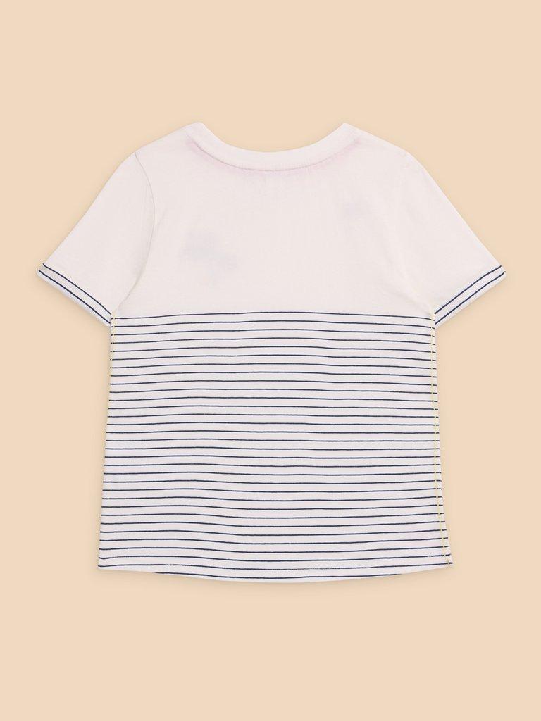 Girls Embroidered Stripe Tee in IVORY MLT - FLAT BACK