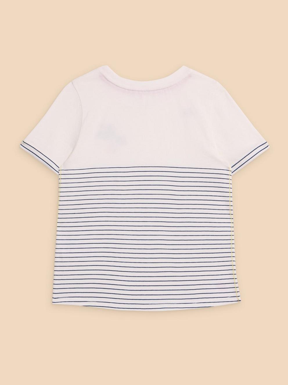 Girls Embroidered Stripe Tee in IVORY MLT - FLAT BACK
