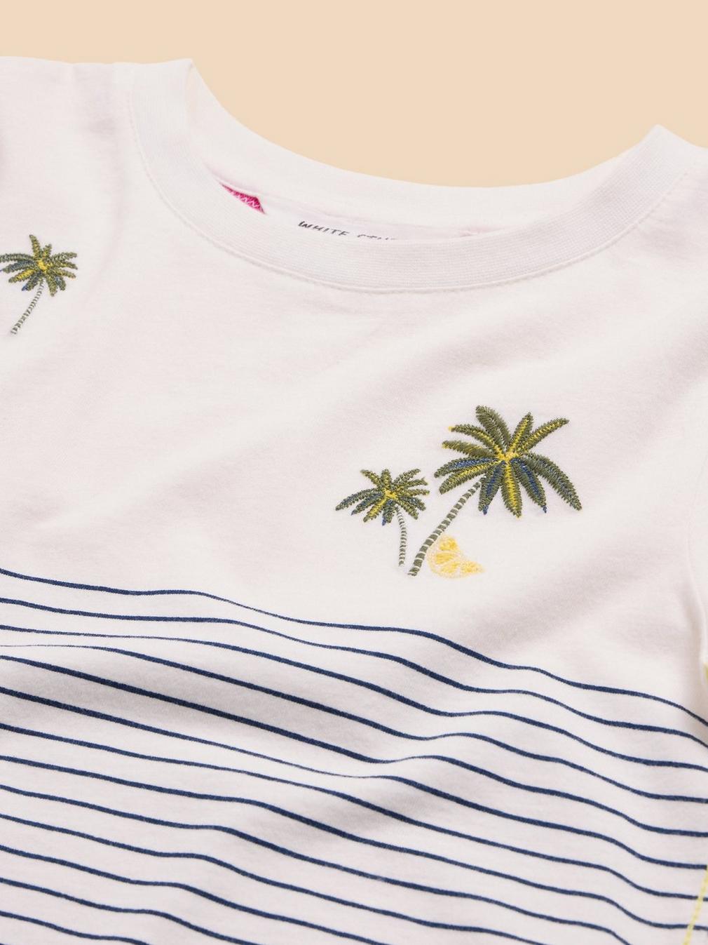 Embroidered Stripe Tee in IVORY MLT - FLAT DETAIL