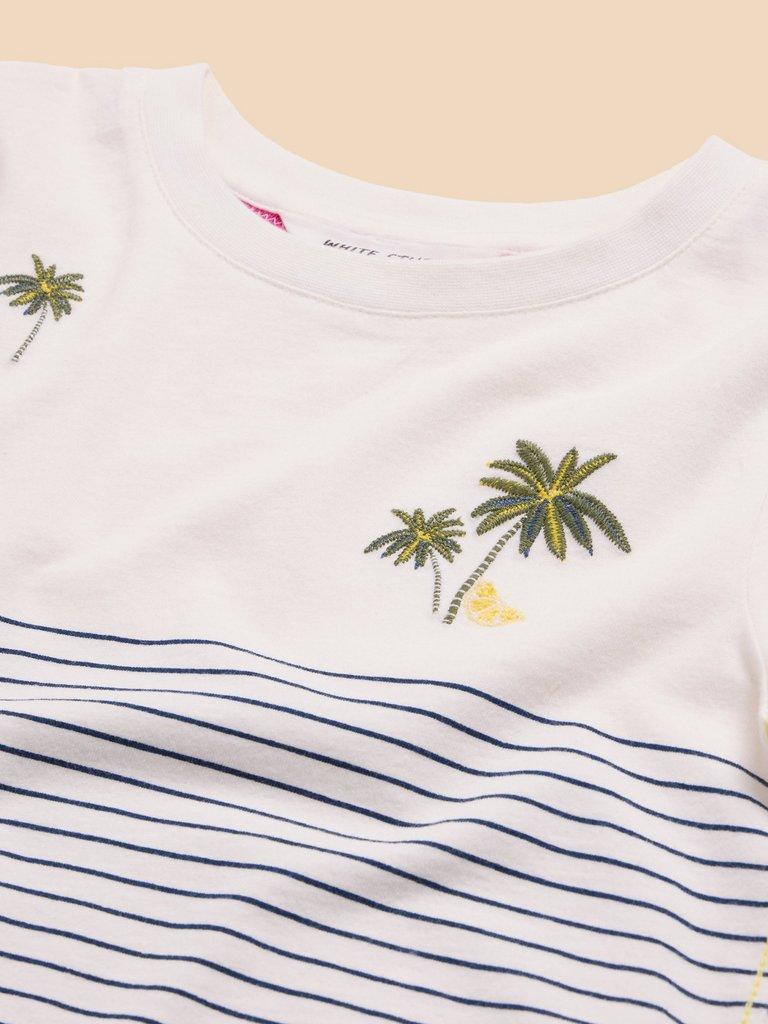 Girls Embroidered Stripe Tee in IVORY MLT - FLAT DETAIL