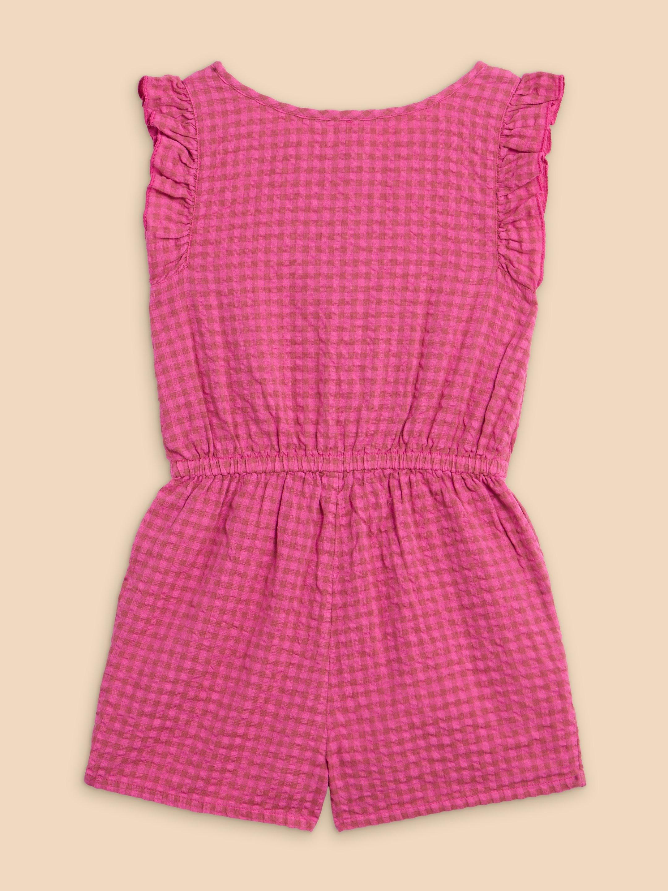 Gingham Playsuit in DUS PINK - FLAT BACK