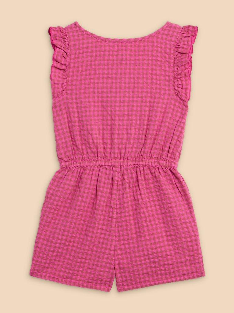 Girls Gingham Playsuit in DUS PINK - FLAT BACK