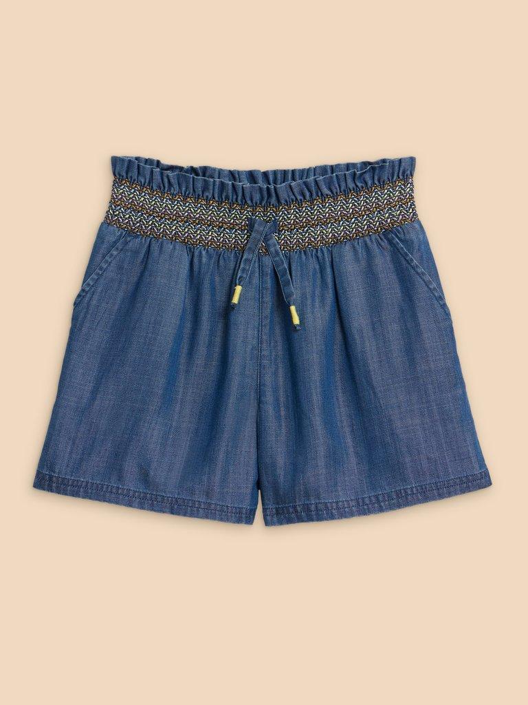 Denim Short in MID DENIM - FLAT FRONT