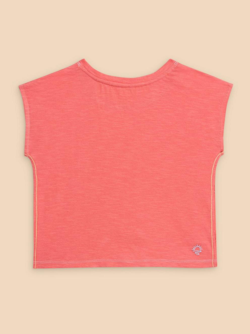 Tie Hem Tee in MID CORAL - FLAT BACK