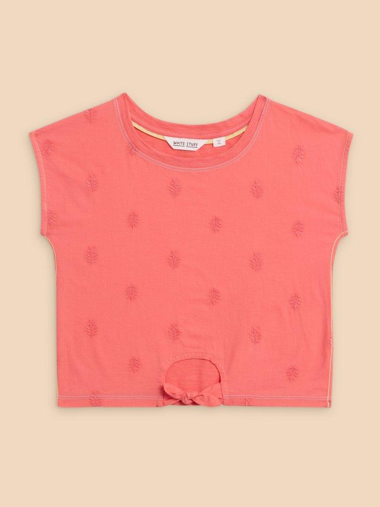 Tie Hem Tee in MID CORAL - FLAT FRONT