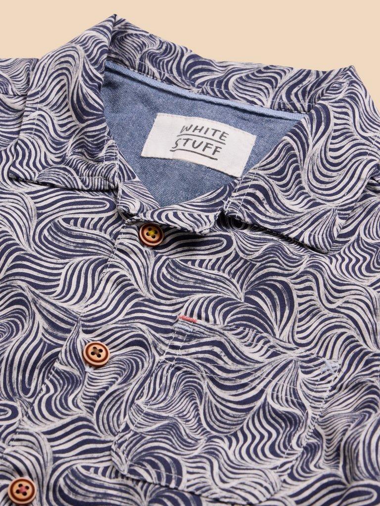 Mini Waves Printed SS Shirt in NAVY PR - FLAT DETAIL