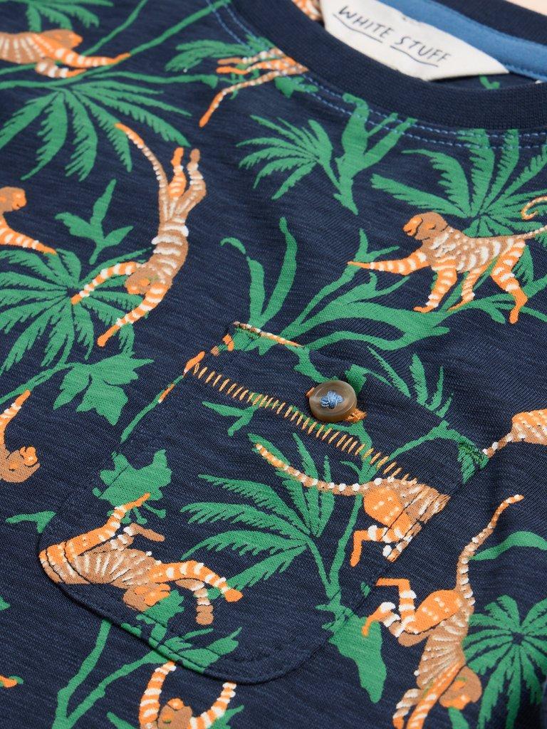 Monkey Print SS Tee in NAVY PR - FLAT DETAIL