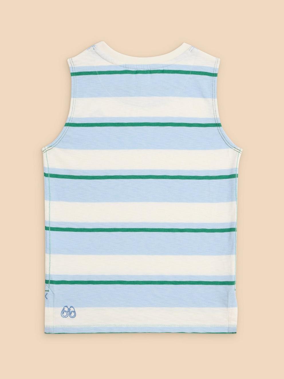 Boys Striped Vest in BLUE MLT - FLAT BACK