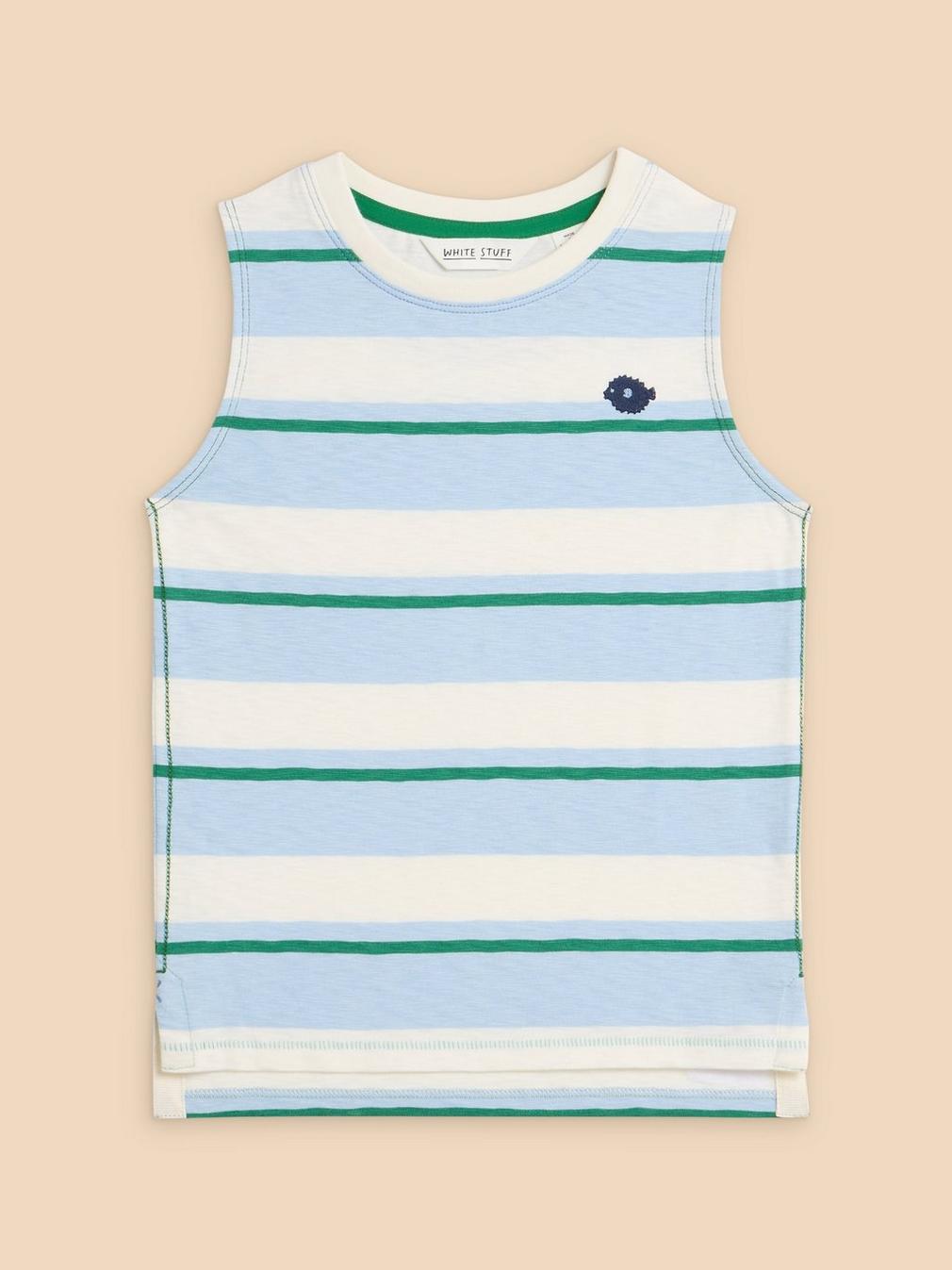 Boys Striped Vest in BLUE MLT - FLAT FRONT