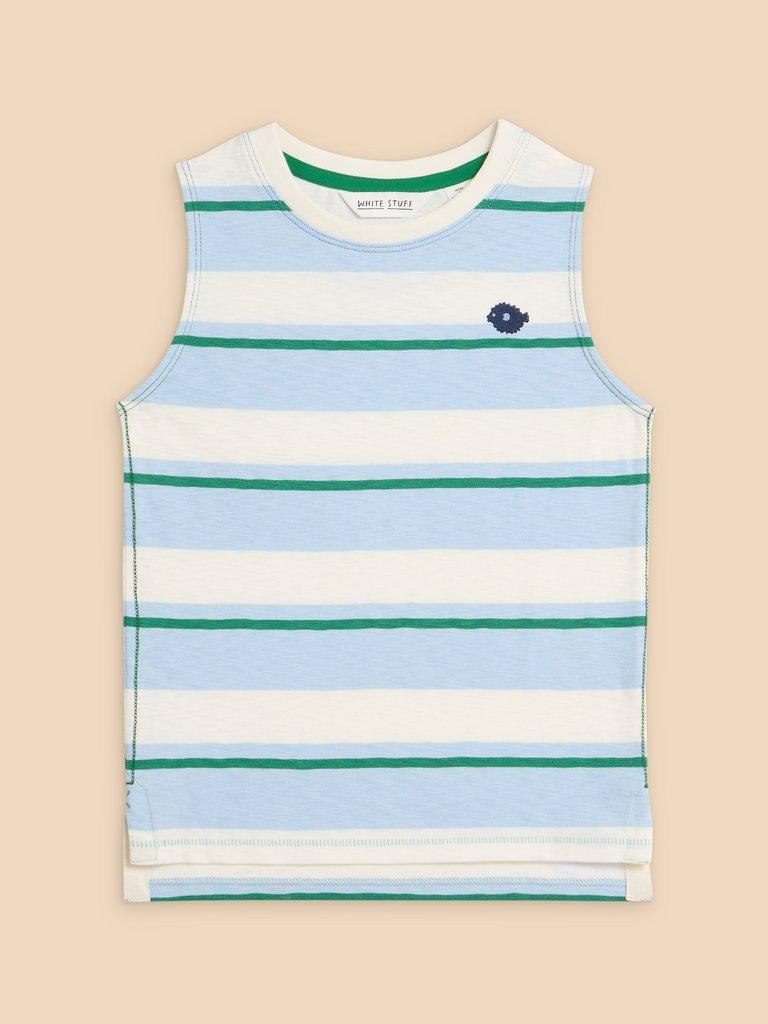 Boys Striped Vest in BLUE MLT - FLAT FRONT