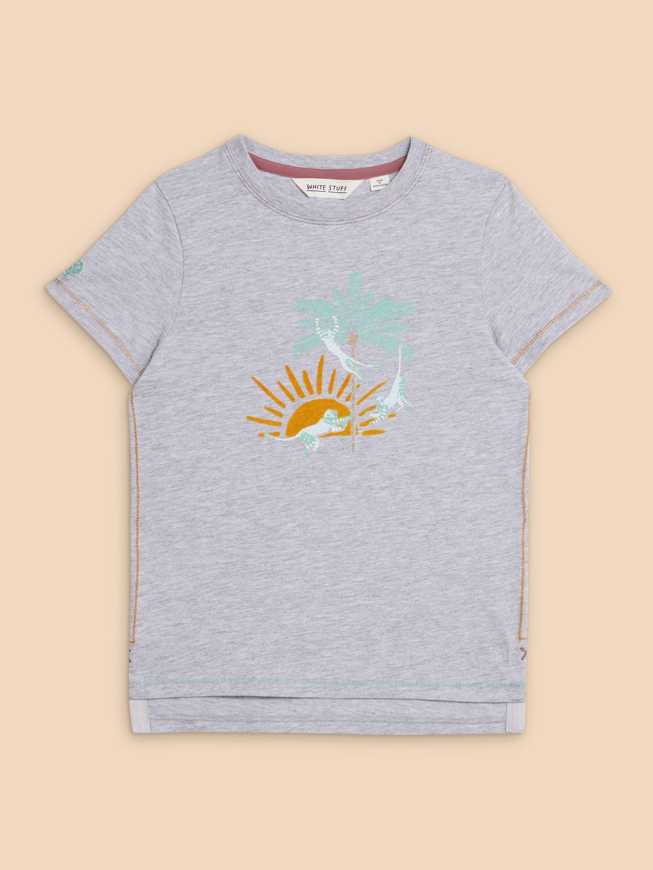 Cheeky Monkeys Graphic Tee in GREY MARL - FLAT FRONT