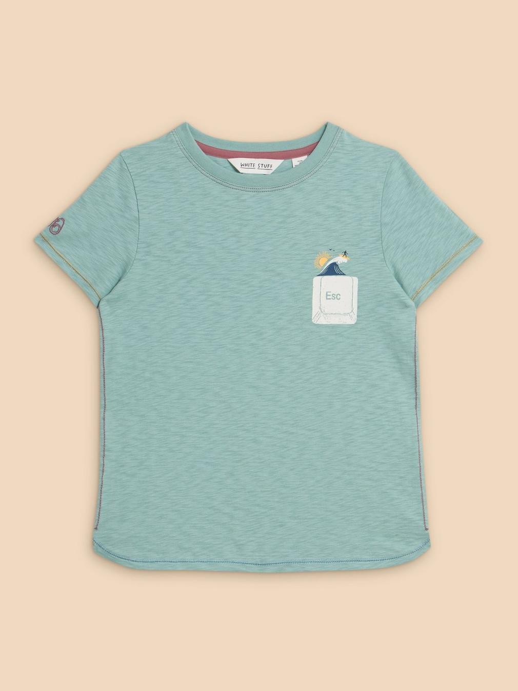 Graphic Escape Tee in MINT GREEN - FLAT FRONT