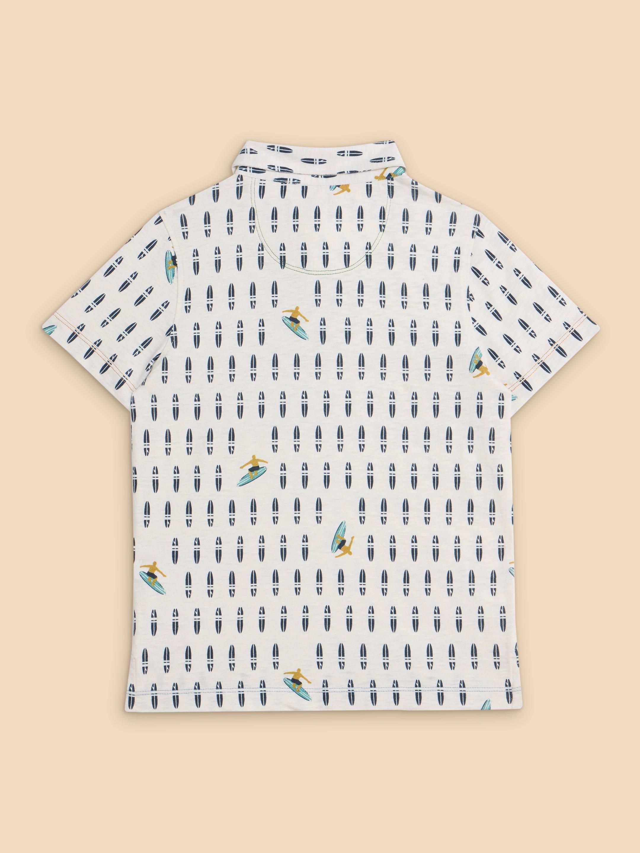 Boys Surfers Print Polo in IVORY MLT - FLAT BACK
