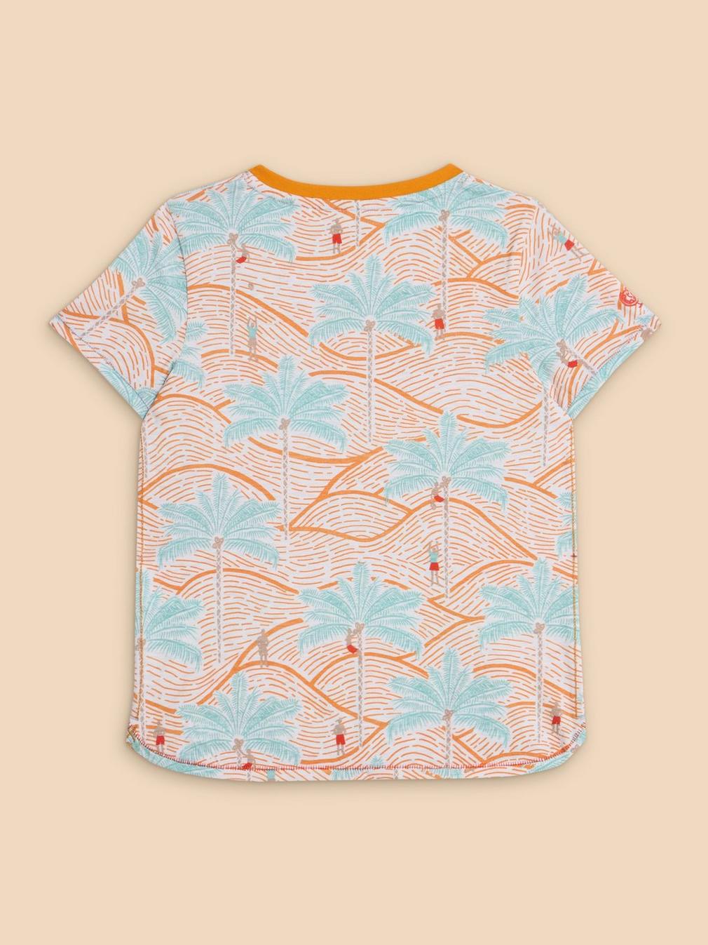 Palm Tree Printed SS Tee in ORANGE MLT - FLAT BACK