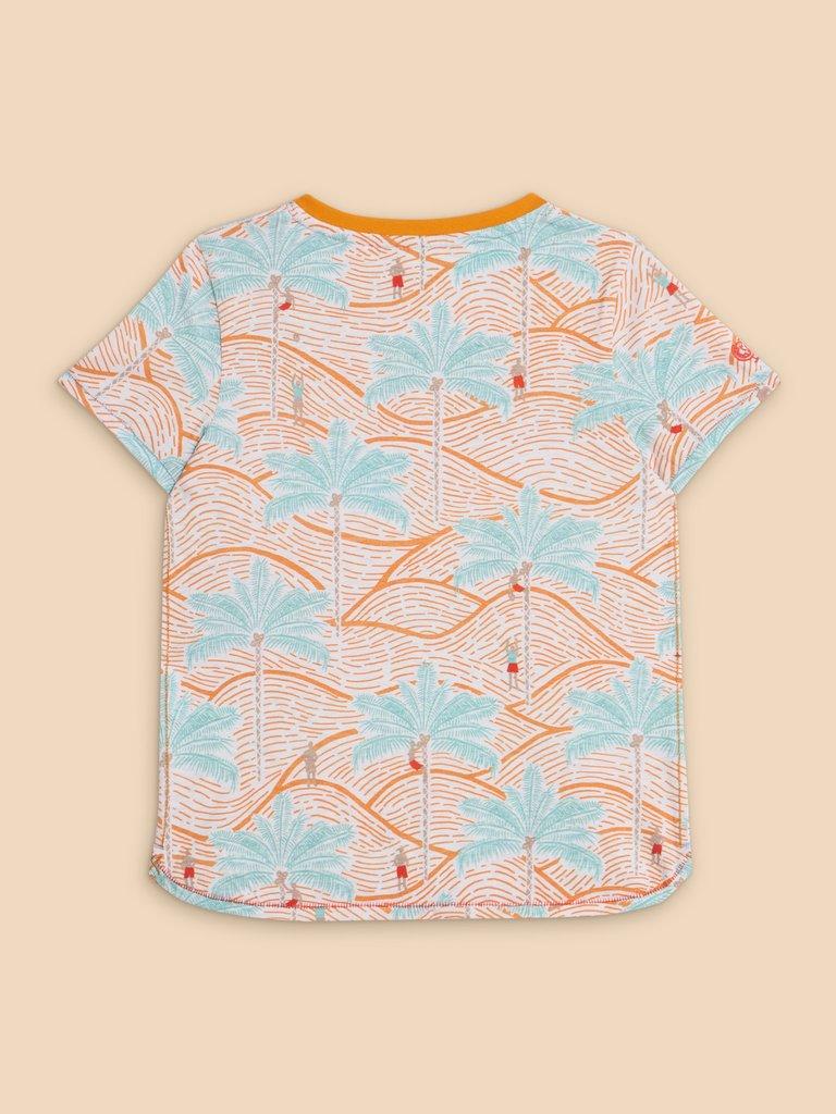 Palm Tree Printed SS Tee in ORANGE MLT - FLAT BACK