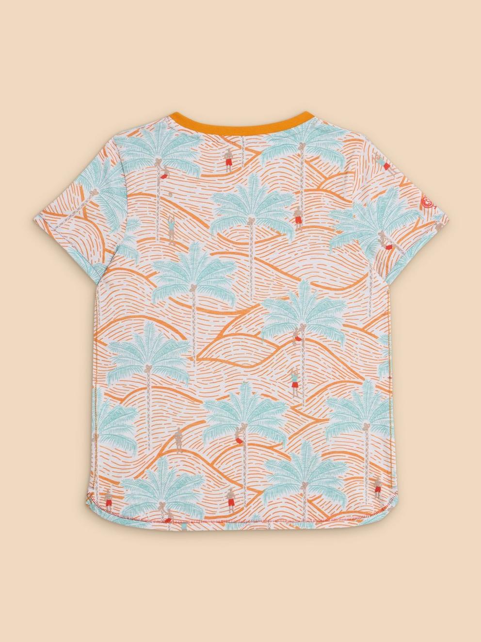 Palm Tree Printed SS Tee in ORANGE MLT - FLAT BACK