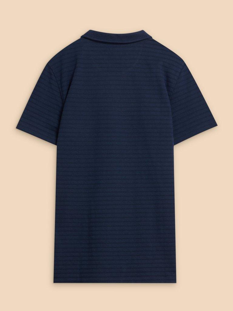 Textured Open Collar Polo in DARK NAVY - FLAT BACK