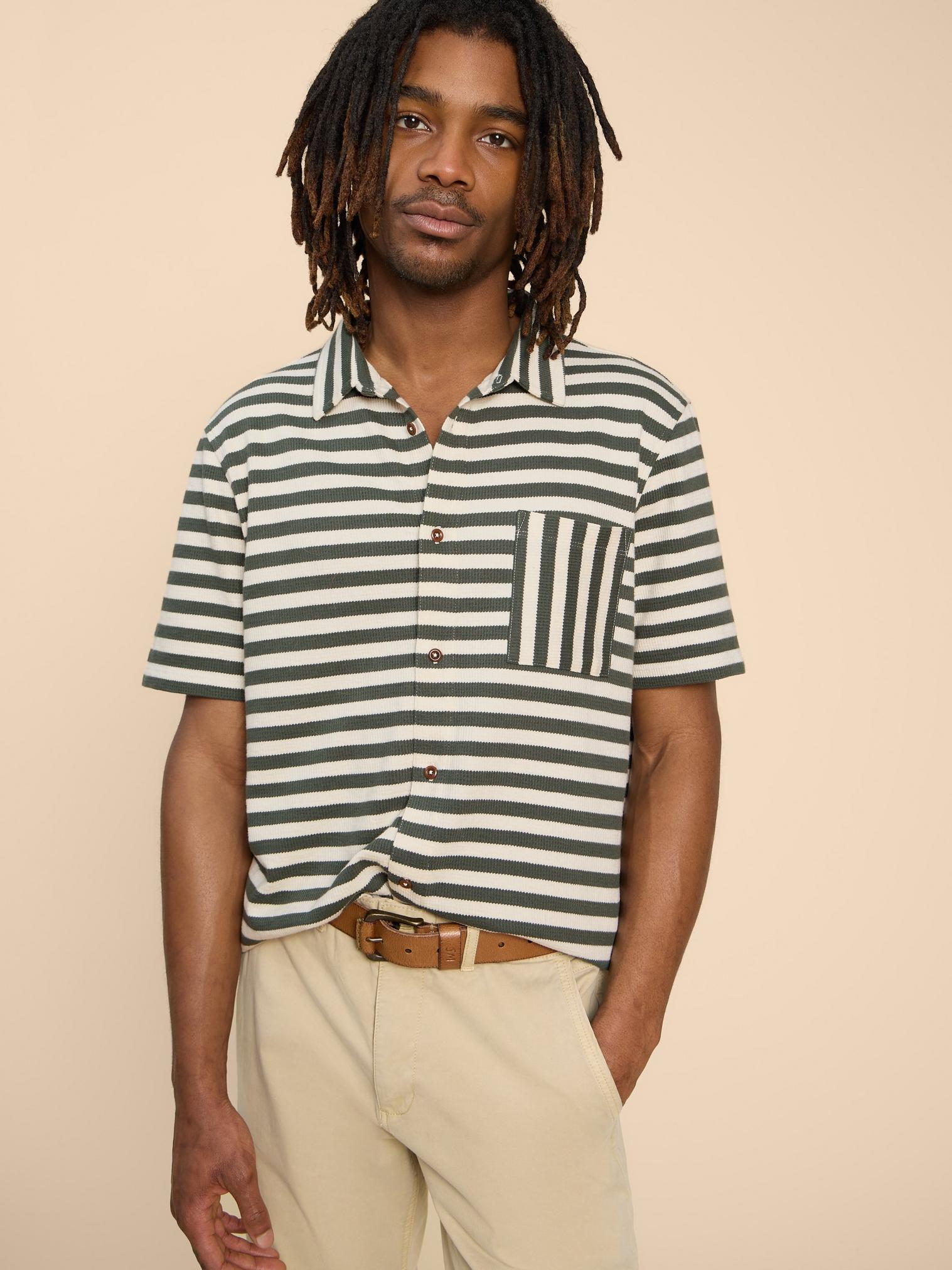 Striped Jersey Shirt in GREEN MLT - LIFESTYLE