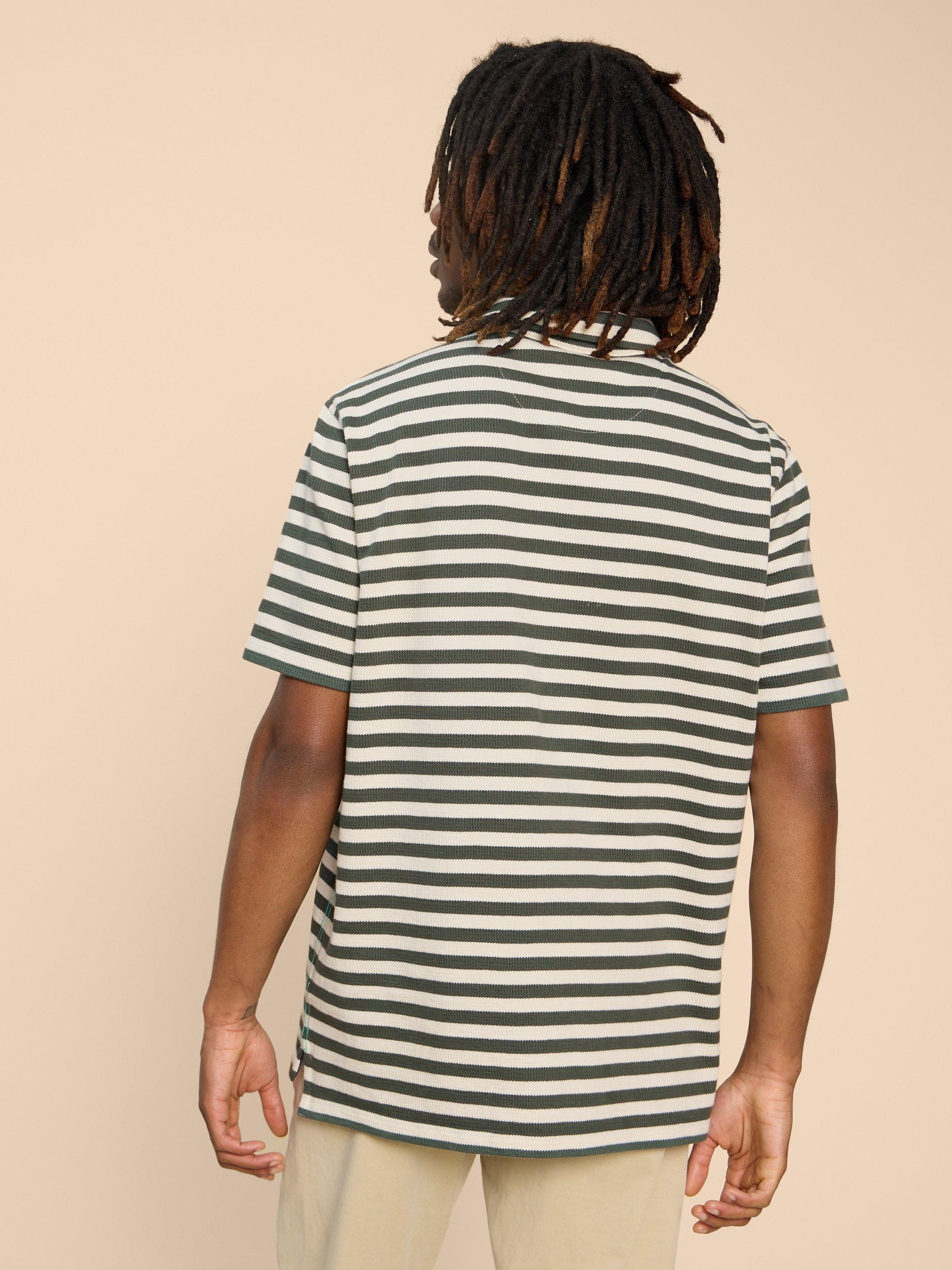 Striped Jersey Shirt in GREEN MLT - MODEL BACK