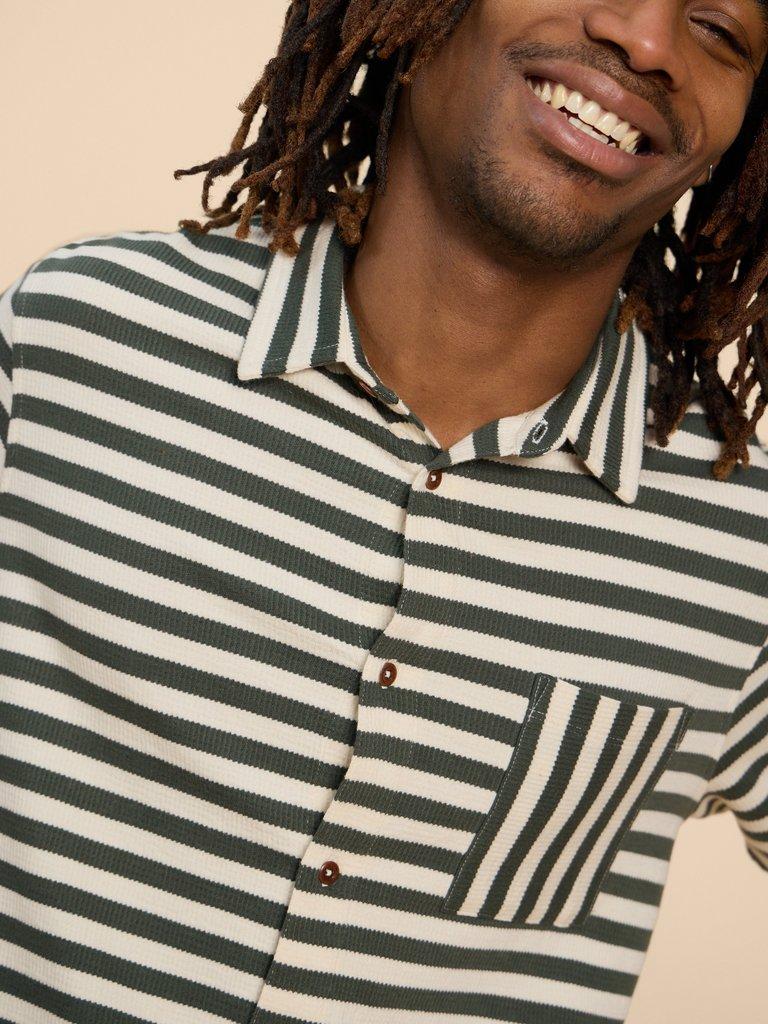 Striped Jersey Shirt in GREEN MLT - MODEL DETAIL