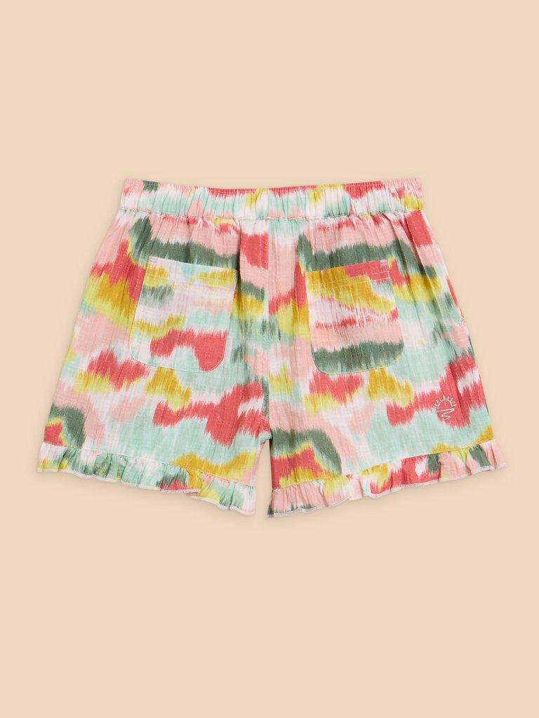 Tie Dye Printed Frill Short in PINK MLT - FLAT BACK