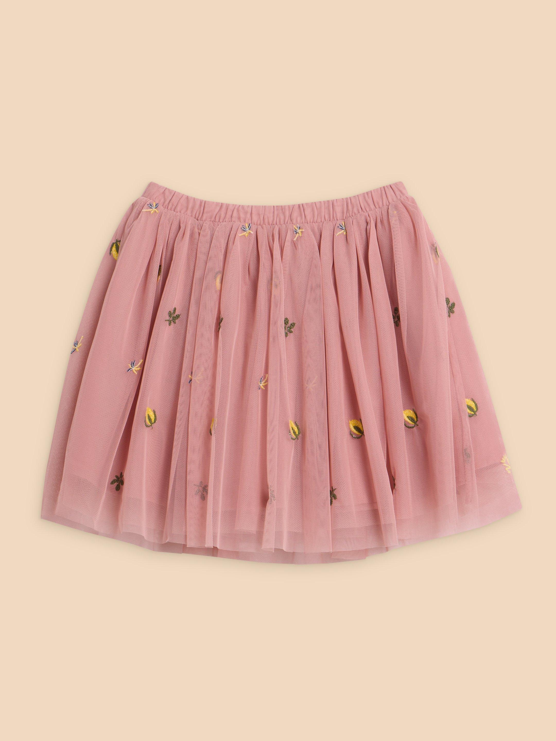 Embroidered Tuelle Skirt in LGT PINK - FLAT BACK