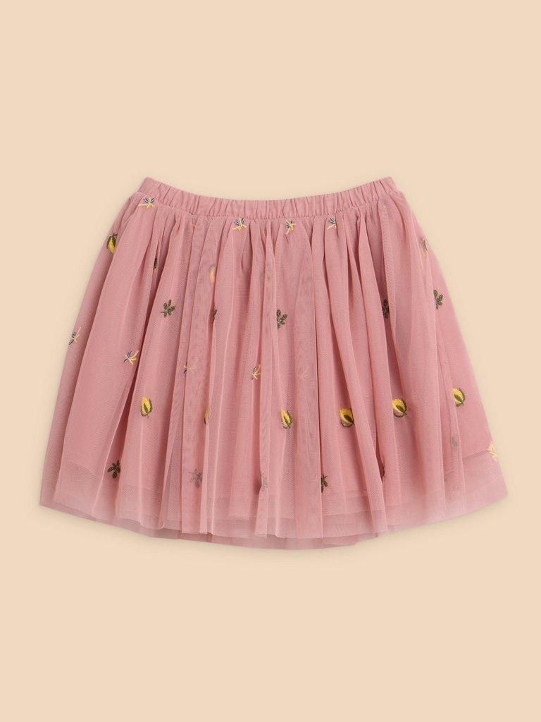 Embroidered Tuelle Skirt in LGT PINK - FLAT BACK