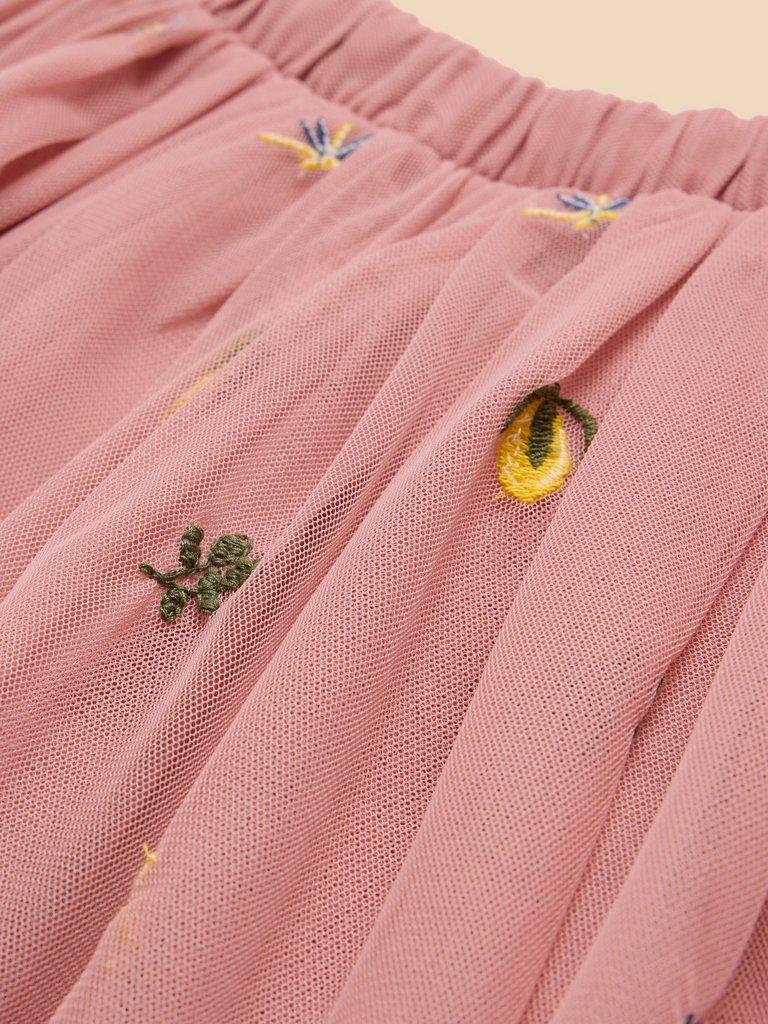 Embroidered Tuelle Skirt in LGT PINK - FLAT DETAIL