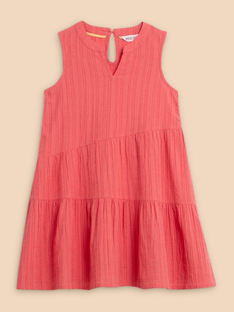 Coral Woven Dress in MID CORAL - FLAT FRONT