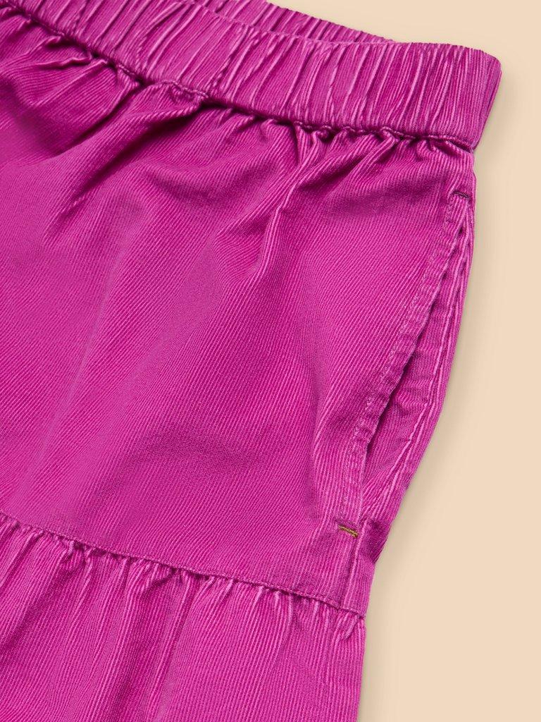 Jade Tiered Cord Skirt in BRT PINK - FLAT DETAIL
