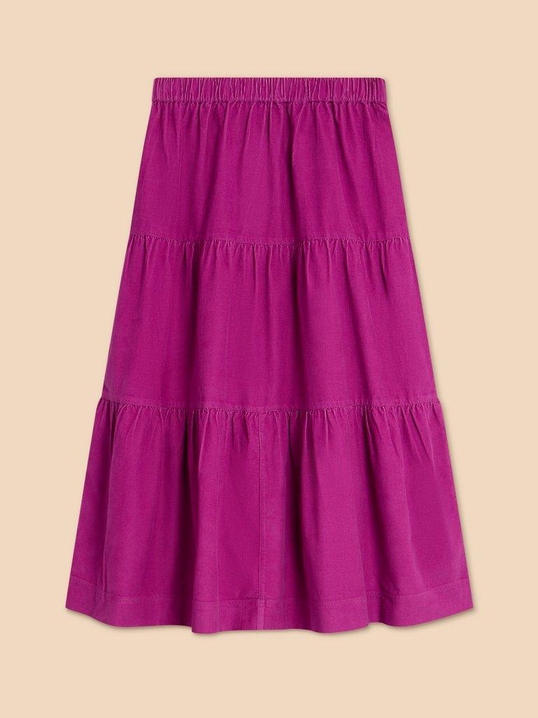 Jade Tiered Cord Skirt in BRT PINK - FLAT FRONT