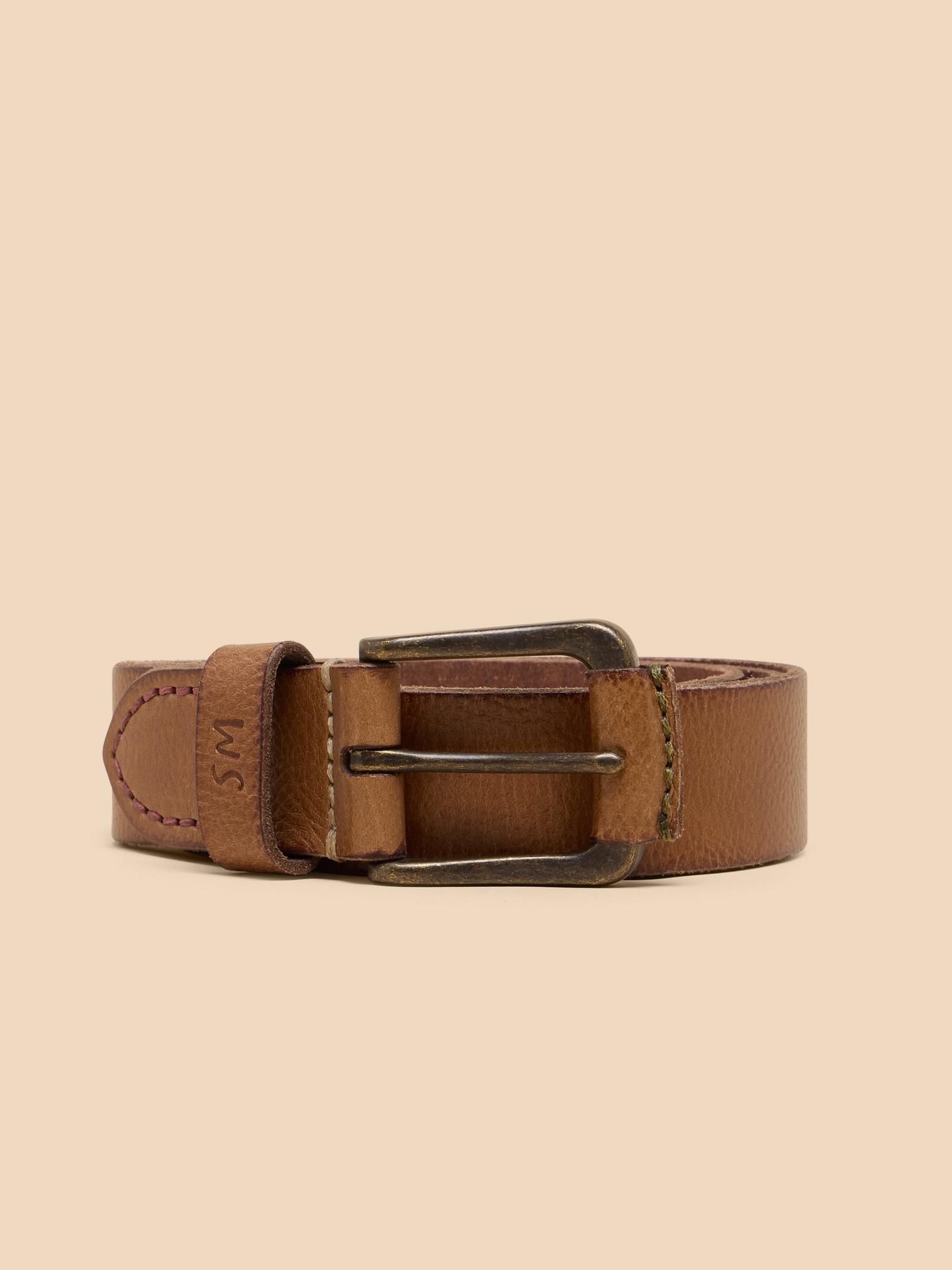 Leather Buckle Belt in MID TAN - LIFESTYLE