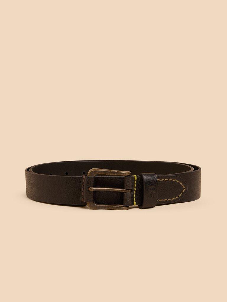 Leather Buckle Belt in PURE BLK - FLAT FRONT