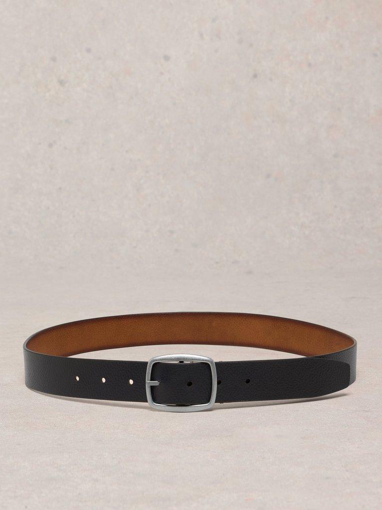 Reversible Leather Buckle Belt in NAVY MULTI - FLAT BACK