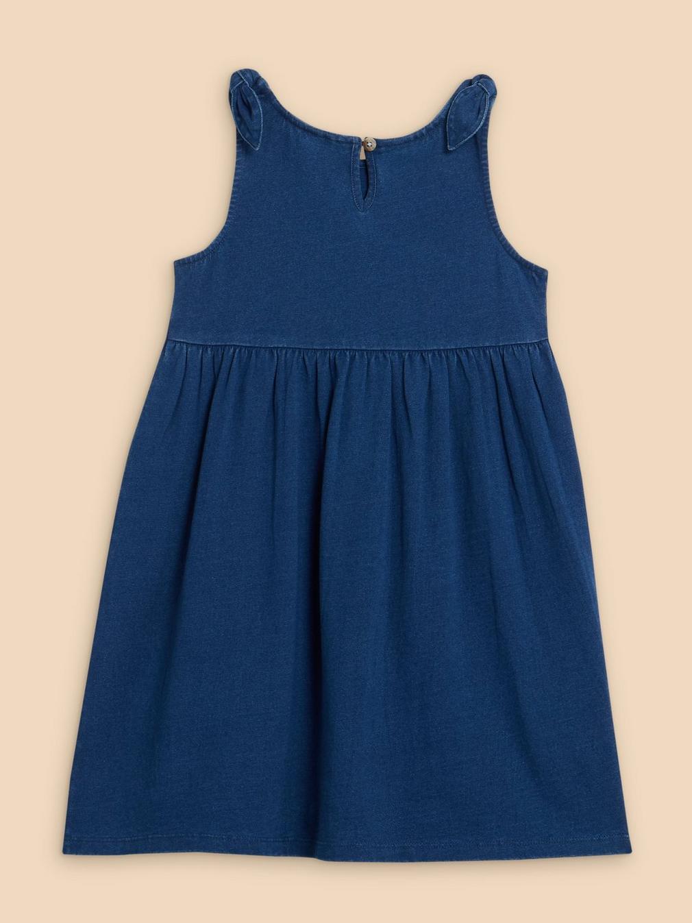 Tie Shoulder Jersey Dress in DARK NAVY - FLAT BACK