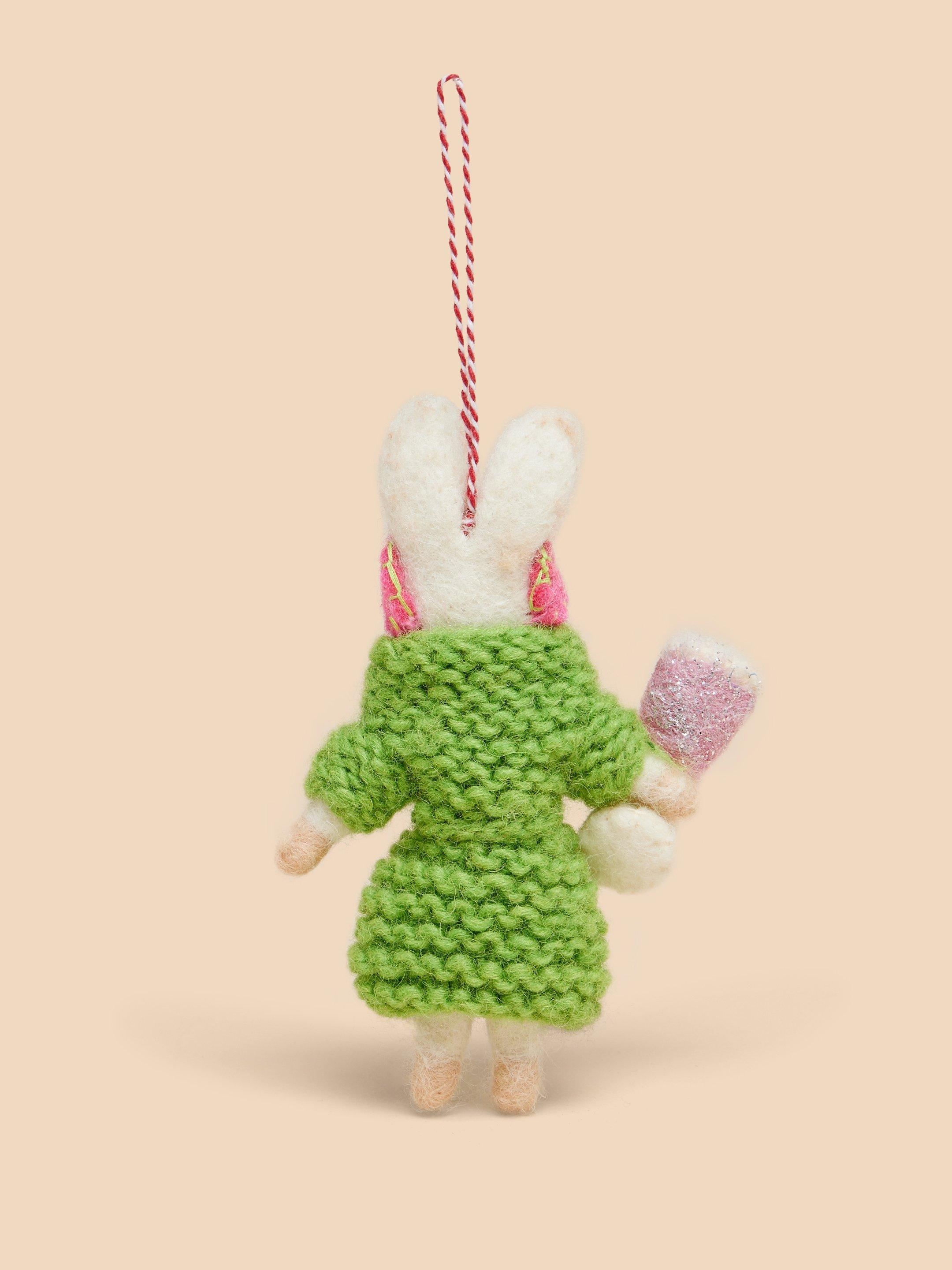 Self Care Bunny Hanging Dec in WHITE MLT - FLAT BACK