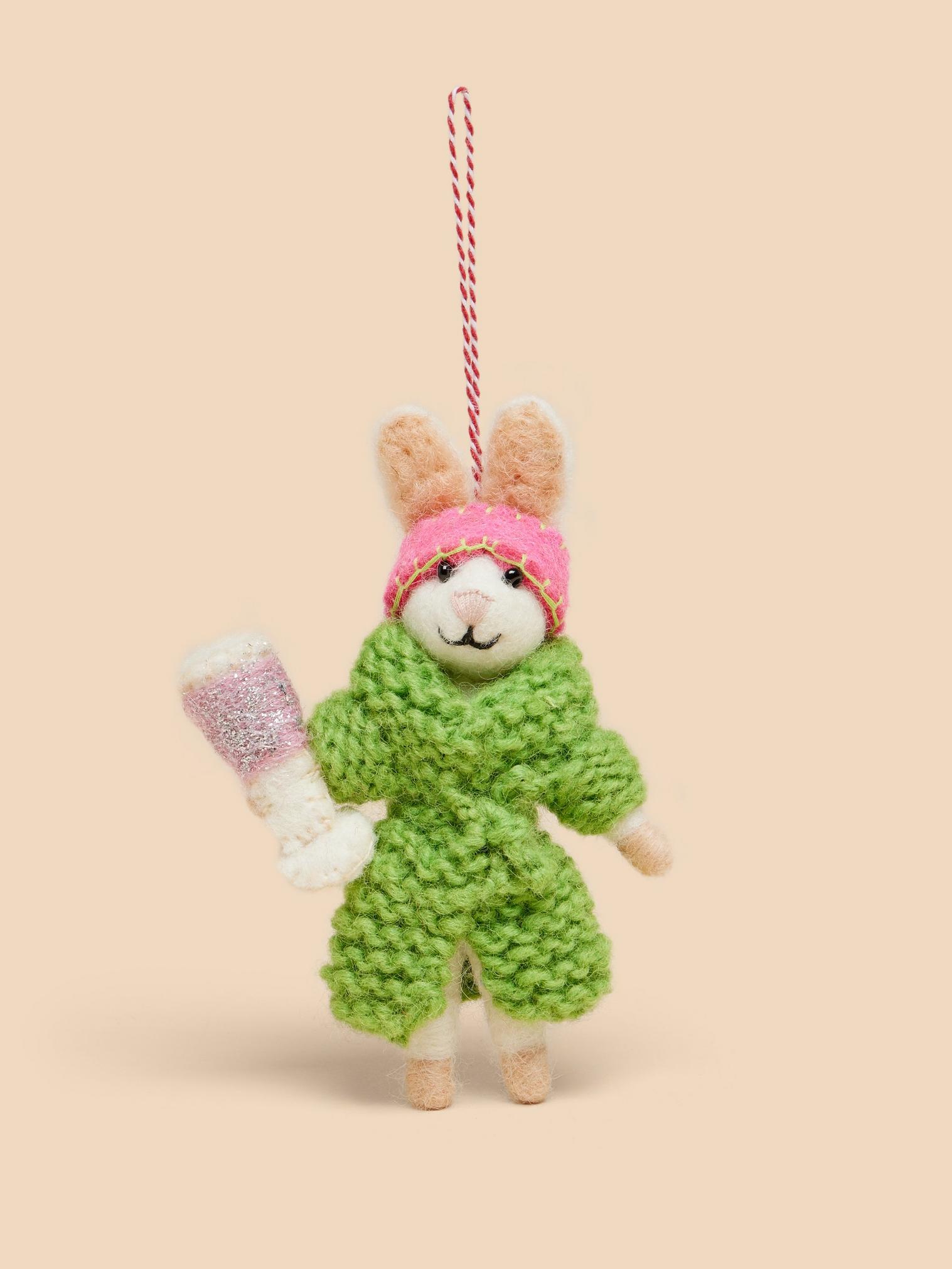 Self Care Bunny Hanging Dec in WHITE MLT - FLAT FRONT