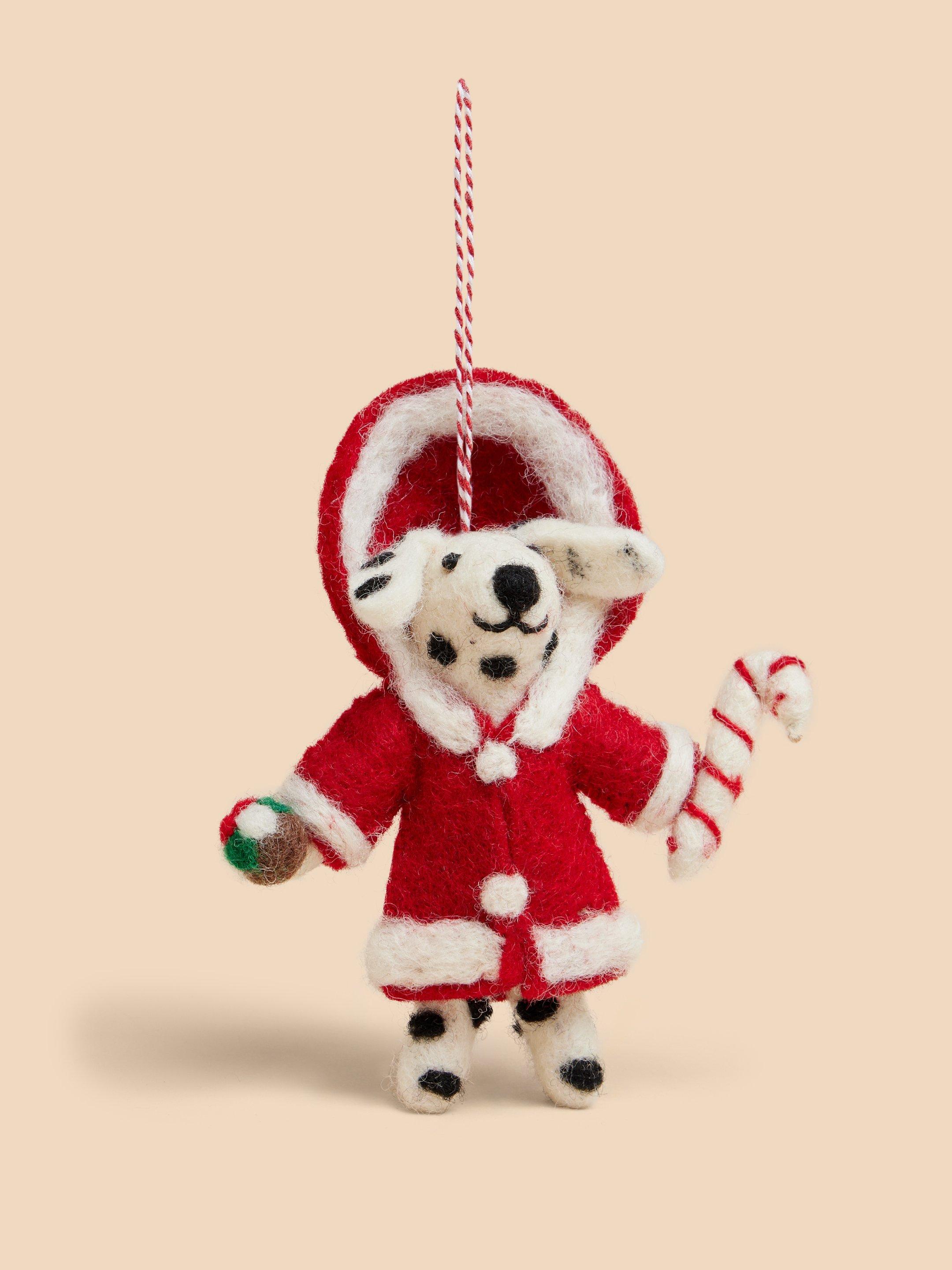 Winter Dalmatian Hanging Dec in RED MLT - FLAT FRONT