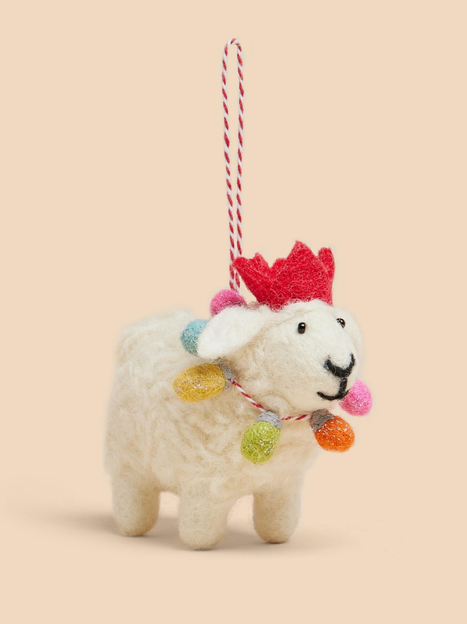 Fairy Lights Sheep Hanging Dec in WHITE MLT - FLAT FRONT