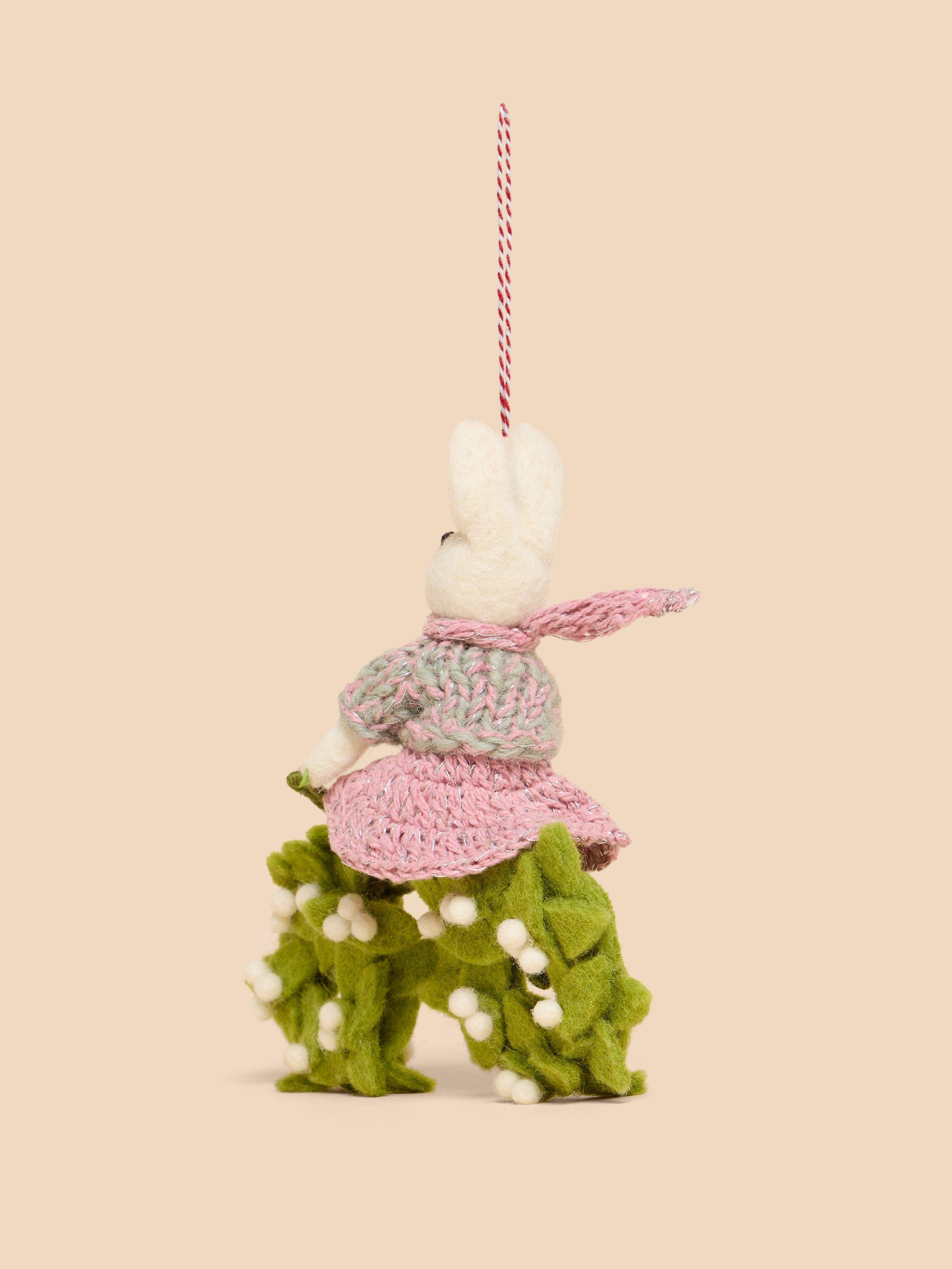 Bicycle Bunny Hanging Dec in WHITE MLT - FLAT BACK