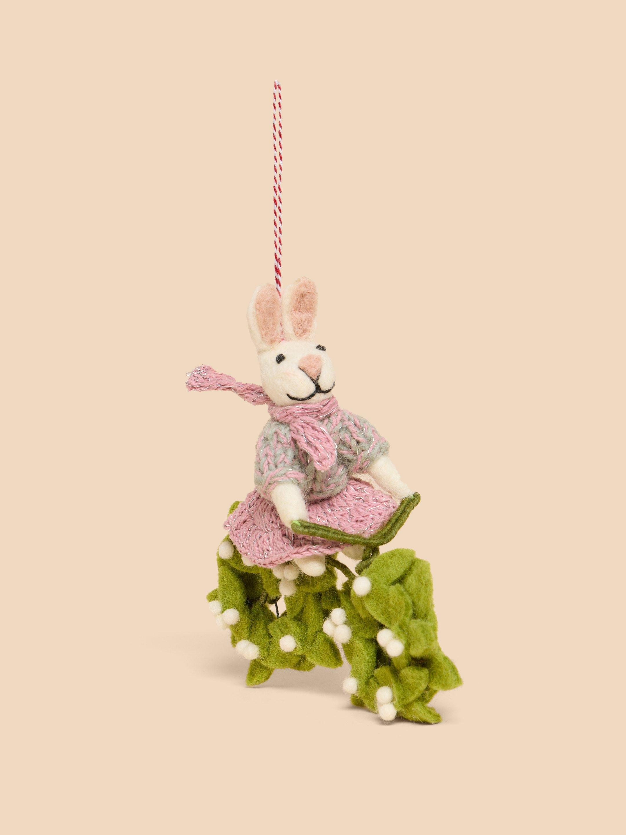 Bicycle Bunny Hanging Dec in WHITE MLT - FLAT FRONT
